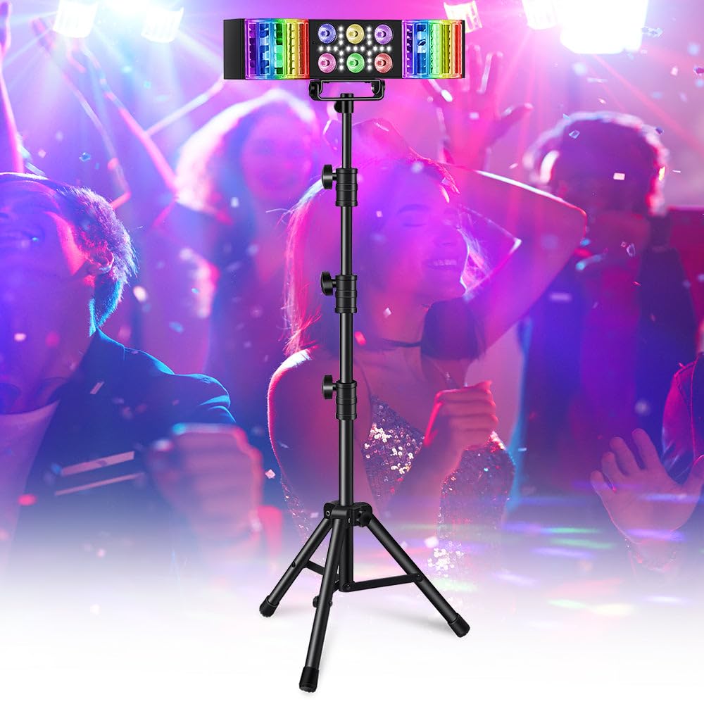 N-Gear Party Bar Three LED Lichtsystem mit 6x4W RGBW, 14x1W RGB, 2x3W Derby, 21xSMD Weiß, 50W, Plug & Play, mit Stativ & Fernbedienung, für Bühne, Club, Event, Deko, Innenbereich