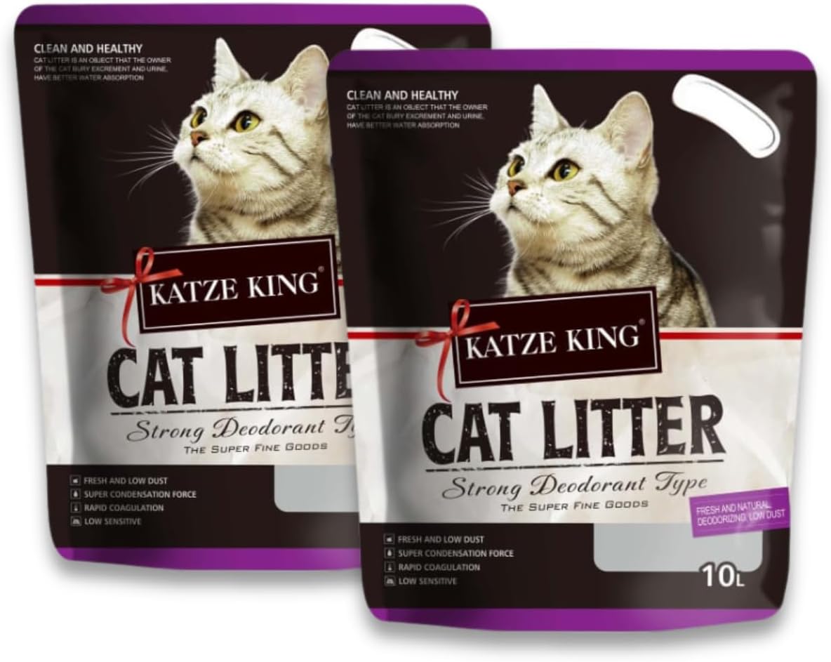 Katze King Cat Litter (10l/7kg, Pack of 2) | Lavender Fragrance Cat Litter Clean Non-Dust Clumping Type Exclusive Scoopable with Odour Control