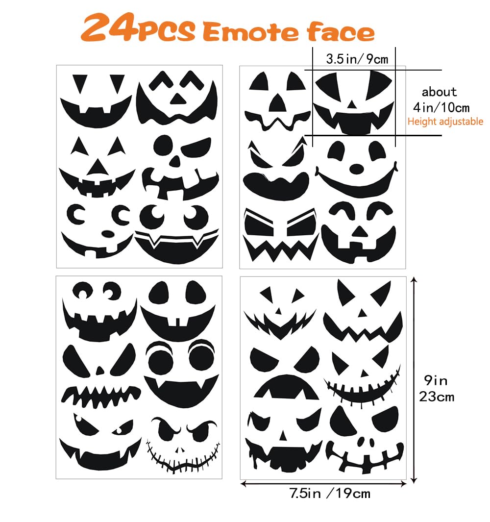 Jack O Lantern 24PC Pumpkin Decorating Stickers Kit - Halloween Face ...