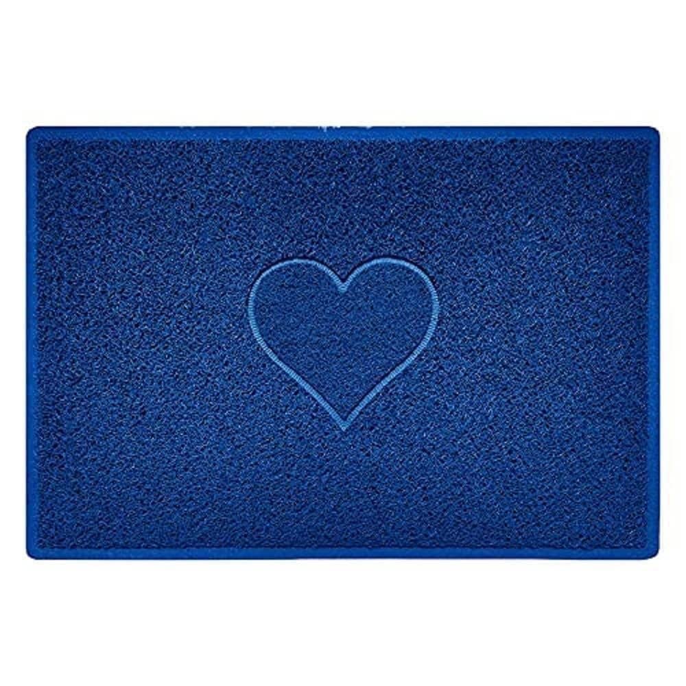 Nicoman Embossed PVC Spaghetti Pressed Heart Doormat - Blue - 90cm x 60cm