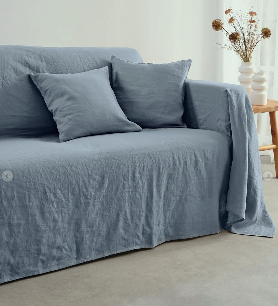 L'Emporio Casa Telo Copridivano Copriletto Tela Grossa Robusta Cotone in Panama 160X260-260x280-360x280 Misure Maxi Lenzuolo Copritutto Cotone Granfoulard Made Italy (BLUE, 360X280)