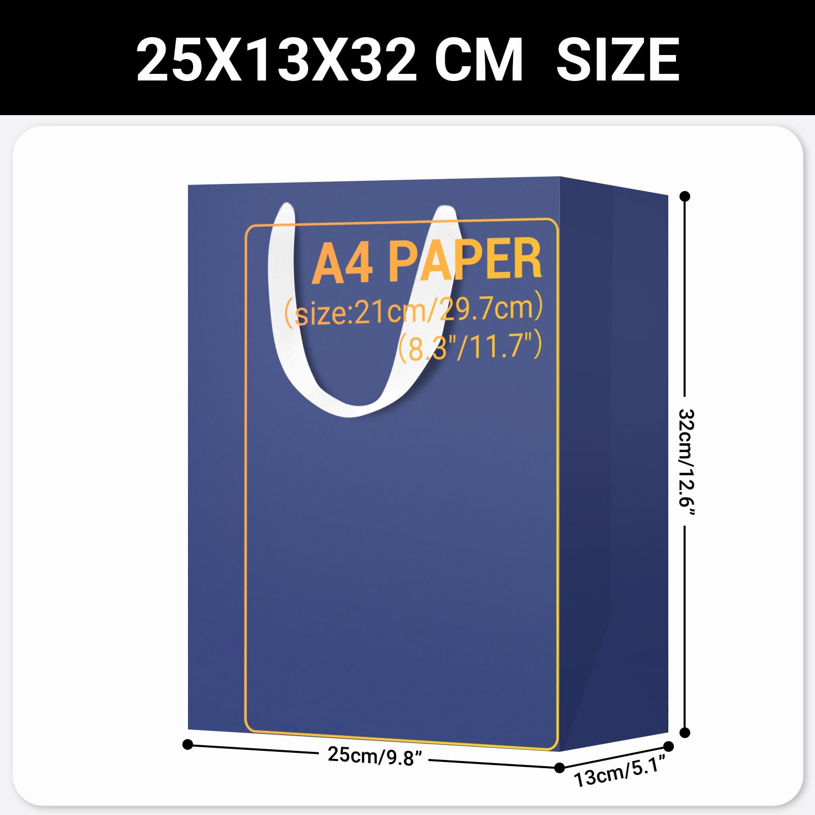 EUSOAR Sacchetti Regalo Blu Scuro - 30 Pcs L 25x13x32cm Buste Carta con Manico - Lusso 230GSM Busta Regalo per Festa Shopper - Grandi Gift Bags Bomboniere Boutiques