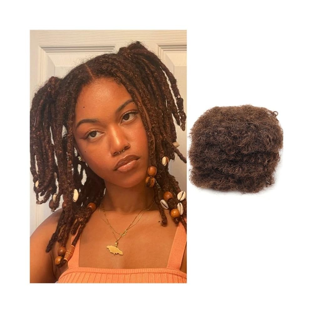 Splatanie włosów Afro Kinkys Bulk Human Hair #4 Brązowe pasma włosów do mini skrętów, warkoczyków, przedłużeń Loc i szydełkowania Kobieta(6inches)