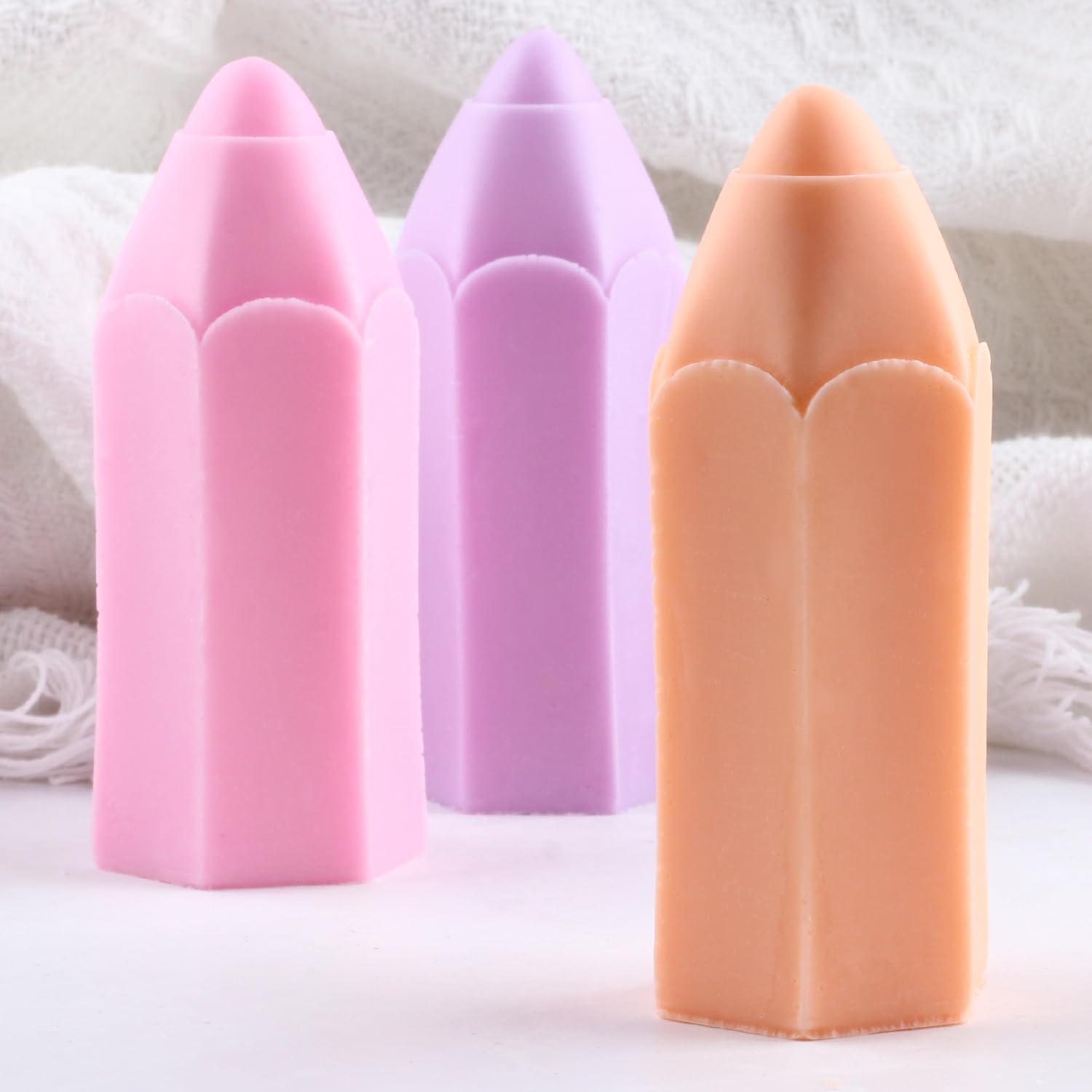 XIAOSHUI Pencil Candle Mold Crayon Candle Molds Pencil Resin Casting Mold for Candle Making Candle Home Decorate Aromatherapy Candles Gypsum Clay Craft - Image 8