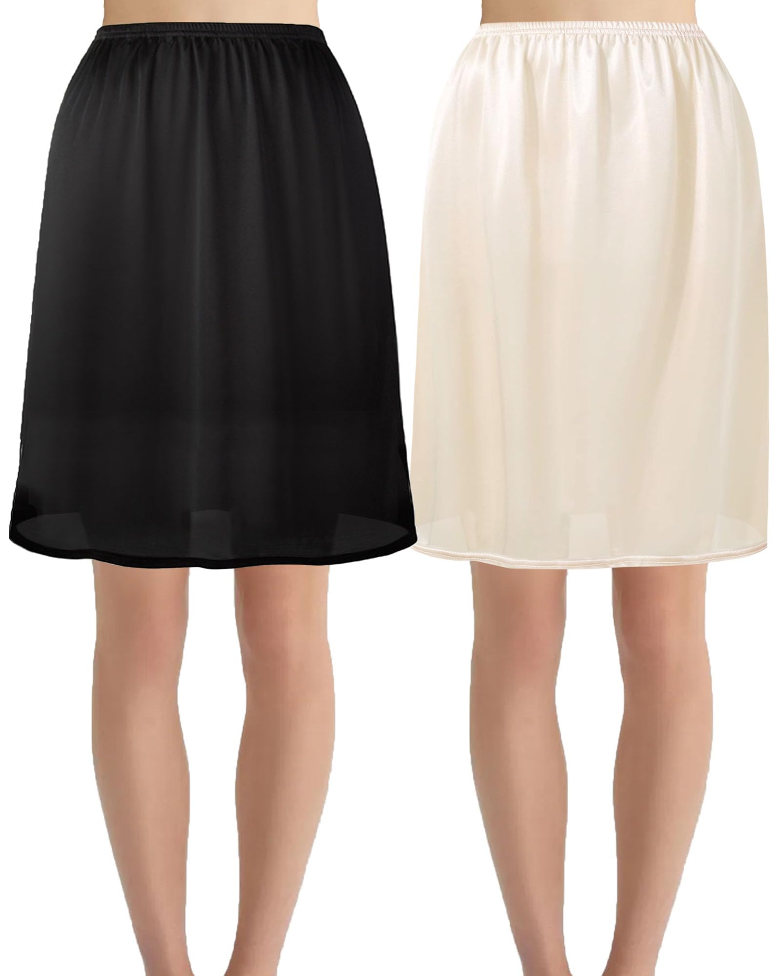 Hanpceirs 2 Stück Damen Petticoat Unterröcke für Damen halbe Slips für unter Kleider Satin Rock Extenders