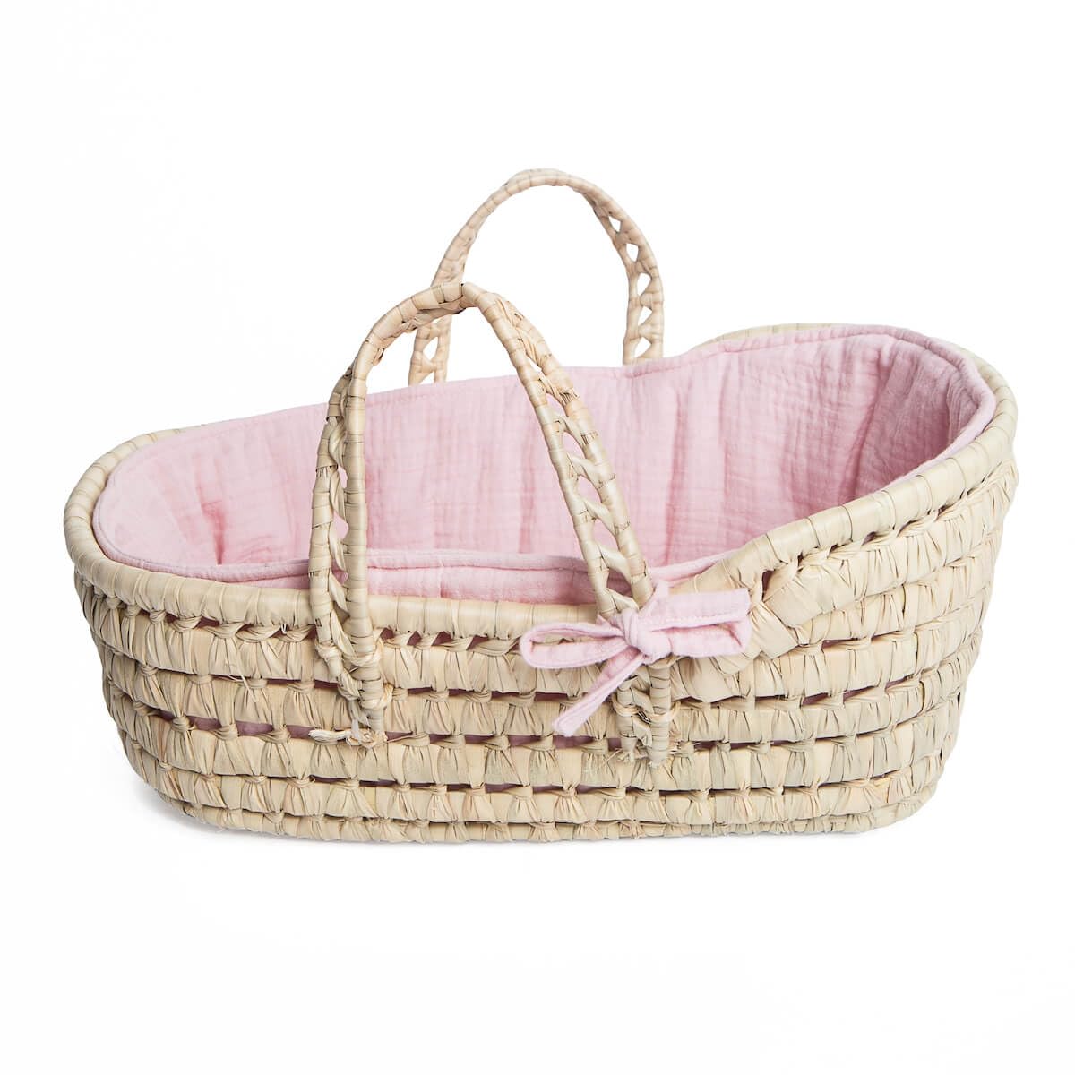 WOOKIDS Capazo de Mimbre para muñecas Bobble Rosa