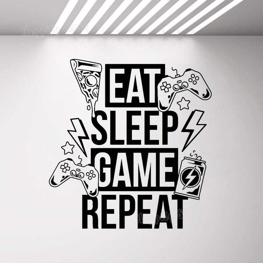 GADGETS WRAP Game Zone Vinyl Wall Decal Eat Sleep Game Repeat Video Games Joystick Stickers (B08B4M512J) Amazon Price History, Amazon Price Tracker