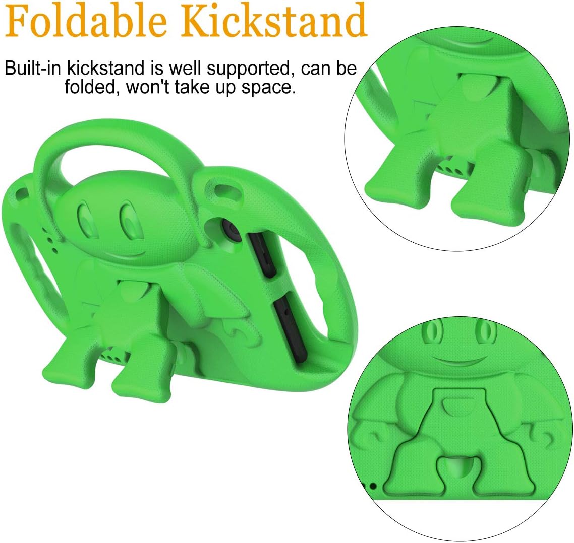 LEDNICEKER Kids Case for All-New Fire 7 Tablet (9th Generation - 2019 Release) - Shockproof Handle Friendly Kids Stand Case with Shoulder Strap for Amazon Fire 7 2019 and 2017 (7 Inch Display), Green