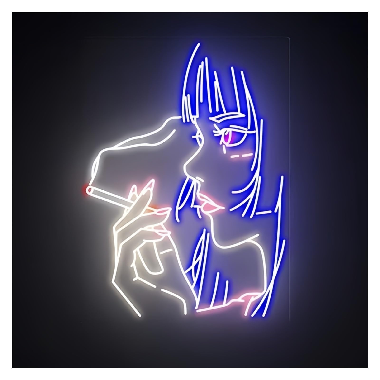 Lemst Girls D Signs Lamp Woman Face Neon Signs Usb Powere, Night Lamp Adjustable Brightness Smoking Neon Lights For Wall Ecor 60Cmx45cm(D)