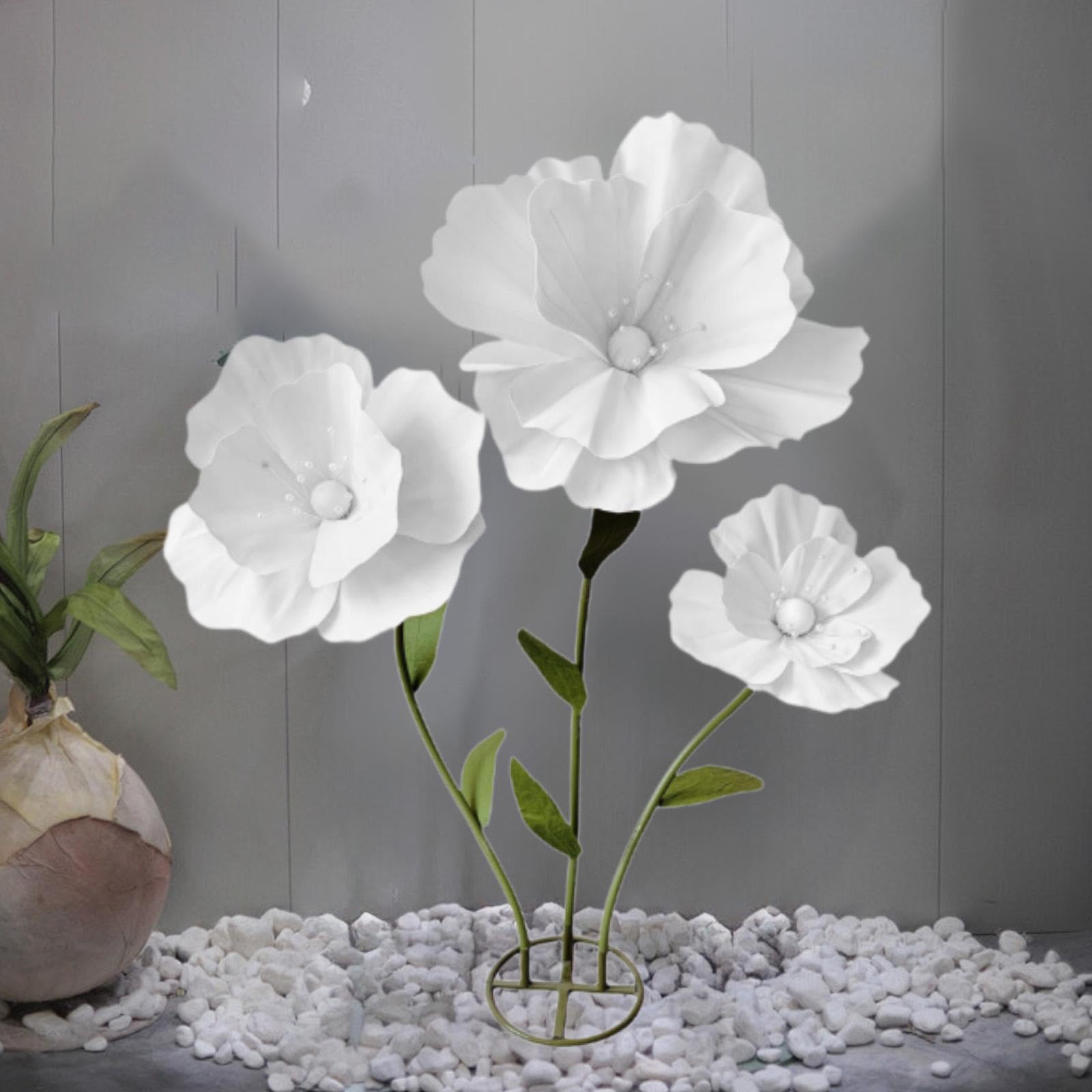 TISHITA Fiore Artificiale Decorazione per Eventi Oggetto di Scena per Feste Allestimento per Vetrine Realizzato in Schiuma PE Adatto per Negozi, Bianco