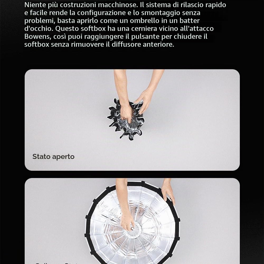 GODOX S65T 65cm Ombrello Softbox con Griglia a Nido d’Ape | Montaggio e Smontaggio Rapido, Bowens Mount, Soft Box per Studio Light SL60W SL60IID SL100D SK400IIIV MS300-V SL200RF LE200D