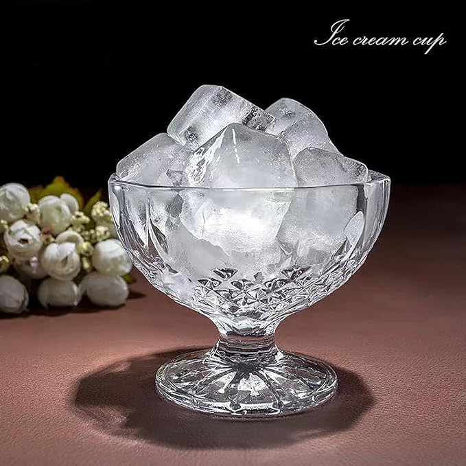 Image of PrimeWorld 200ML Ice Cream Glass Cups - Set of 6 | Dessert, Milkshake, Fruit & Pudding Glass Bowls | Elegant Serving Cups for Home, Parties & Restaurants | Dishwasher Safe
