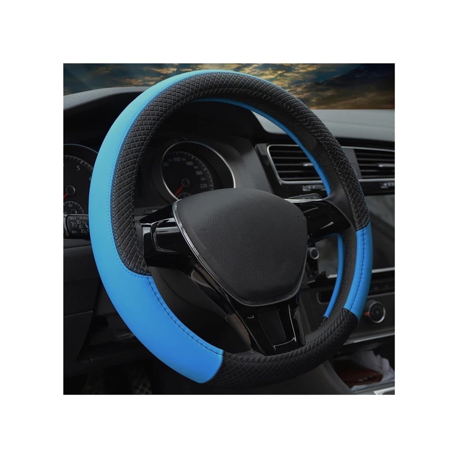 Funda Volante Coche Universal Accesorios para Automóviles, Cubiertas Deportivas para Volante Coche Antideslizantes Cuero PU Aptos para Volante 37~38cm Estilo Coche Fundas para Volante (Color : Azul