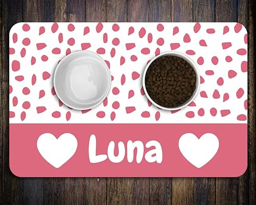Miniatura 3 de Tapete personalizado para tazón de gato y perro, antideslizante, impermeable, tapete personalizado para mascotas para comida y agua (amor rosa)