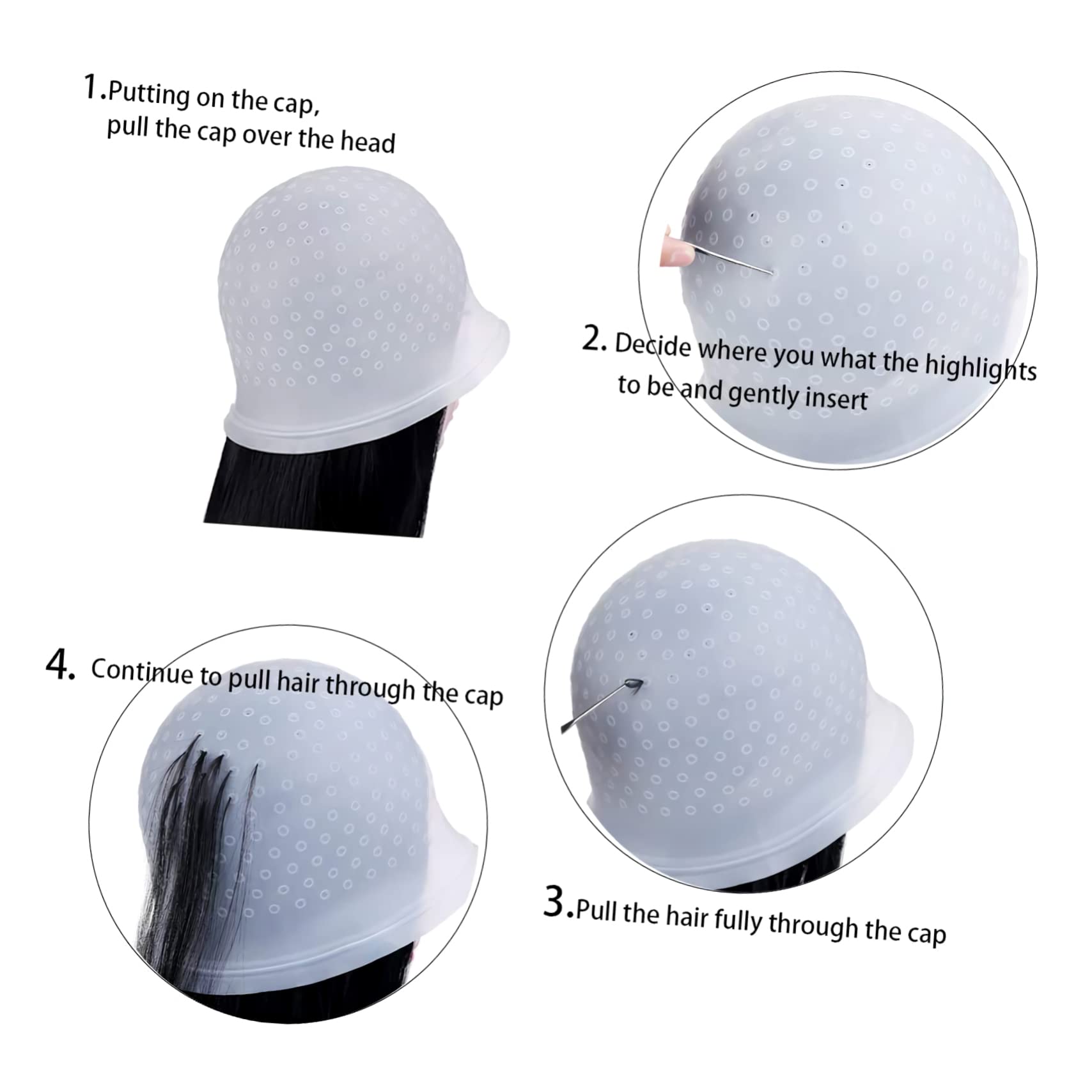 POPETPOP 11pezzi Cuffie Riutilizzabili in Silicone per Mèches Accessori per Tinture e Colorazione dei Capelli Strumenti per Parrucchieri