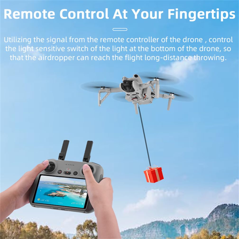 LiLiTok Thrower Airdrop System Compatible avec DJI Mini 4 Pro Télécommande Lumière Senor Livraison et accessoires de drone