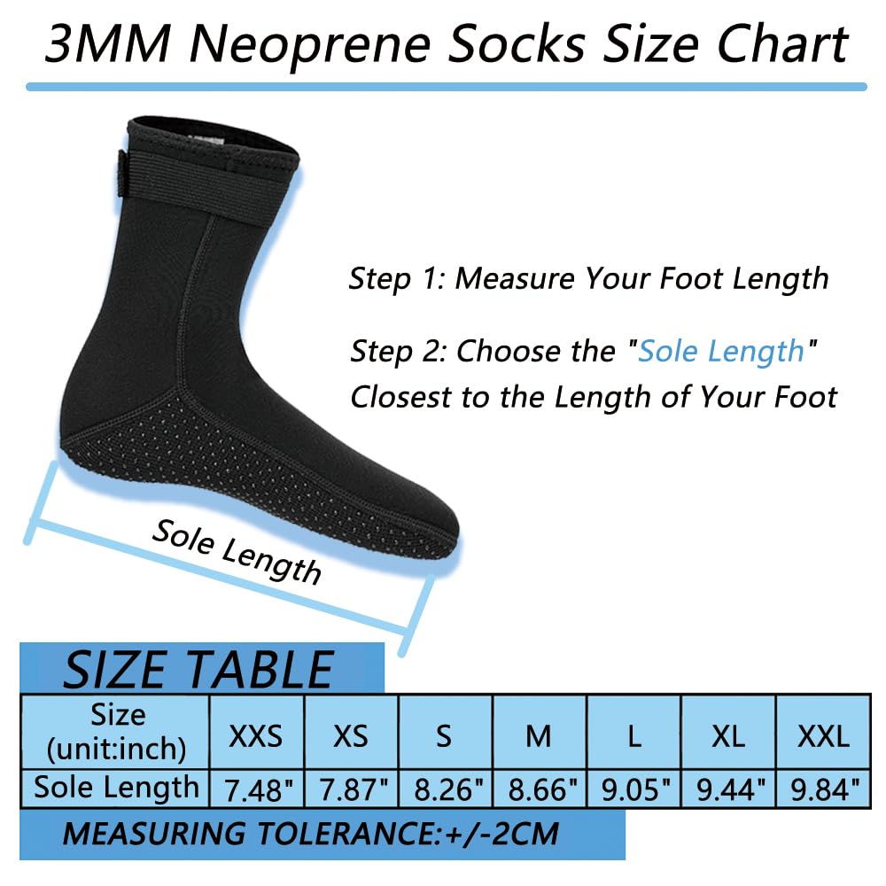 Skyone Neoprensocken, Tauchsocken, Tauchsocken für Damen und Herren, 3 mm, Sandsocken, Thermosocken, flexibel, rutschfest