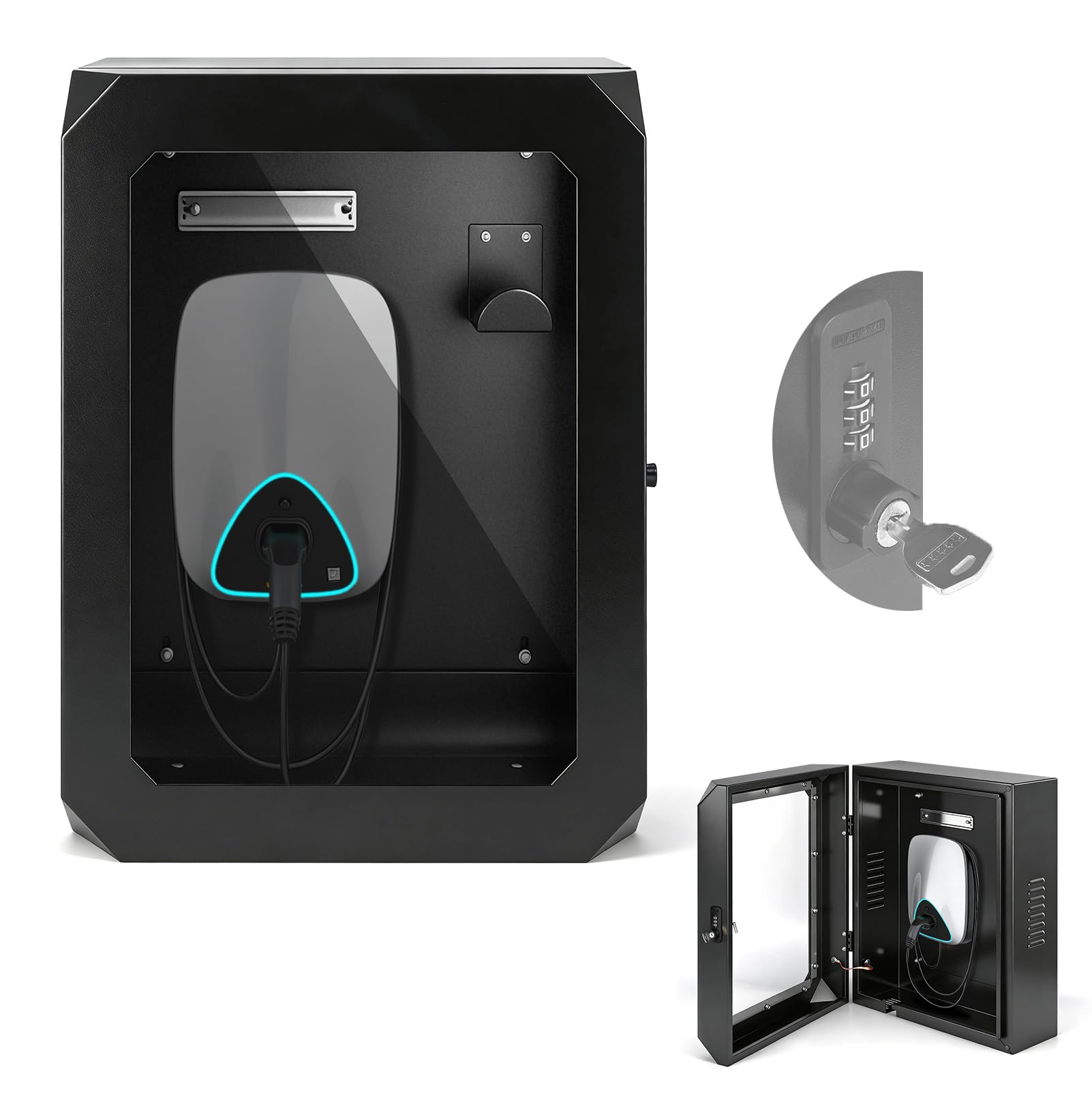 Wallbox Armario de Protección Contra La Intemperie, Caja Protectora para Cargador EV Exterior, Wallbox Protección con Ventana de Visualización de Acrílico, Compatible con VW, Tesla y BYD Cargador