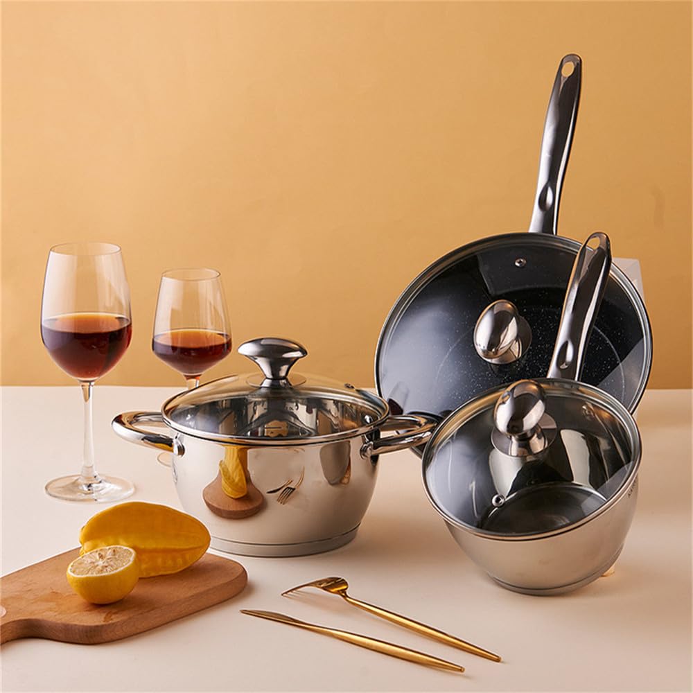 Zestaw 12 Szt. Pogrubiony Garnek Ze Stali Nierdzewnej Garnek Kuchenny Garnek Domowy, Złoty, Ponad Pięć Części, Zestaw(Gold-Over Five-piece Set)