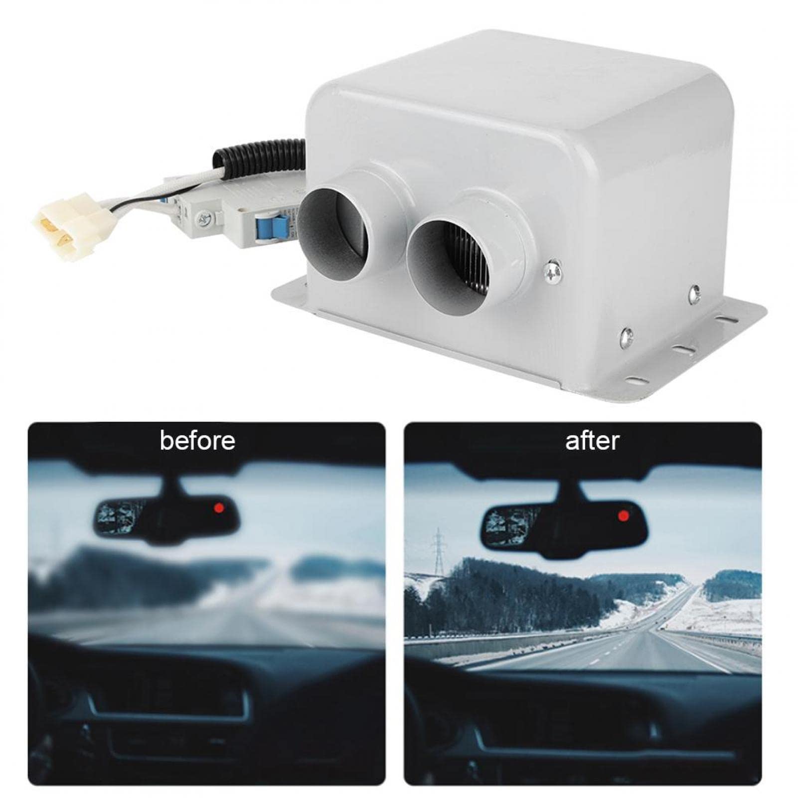 Riscaldatore per Auto ， ixaer 12V 800W 2 Prese d'Aria Riscaldatori Portatili per Auto con Filo di Rame Addensato Riscaldatore di Spazio Invernale Sbrinatore Sbrinatore (12V)