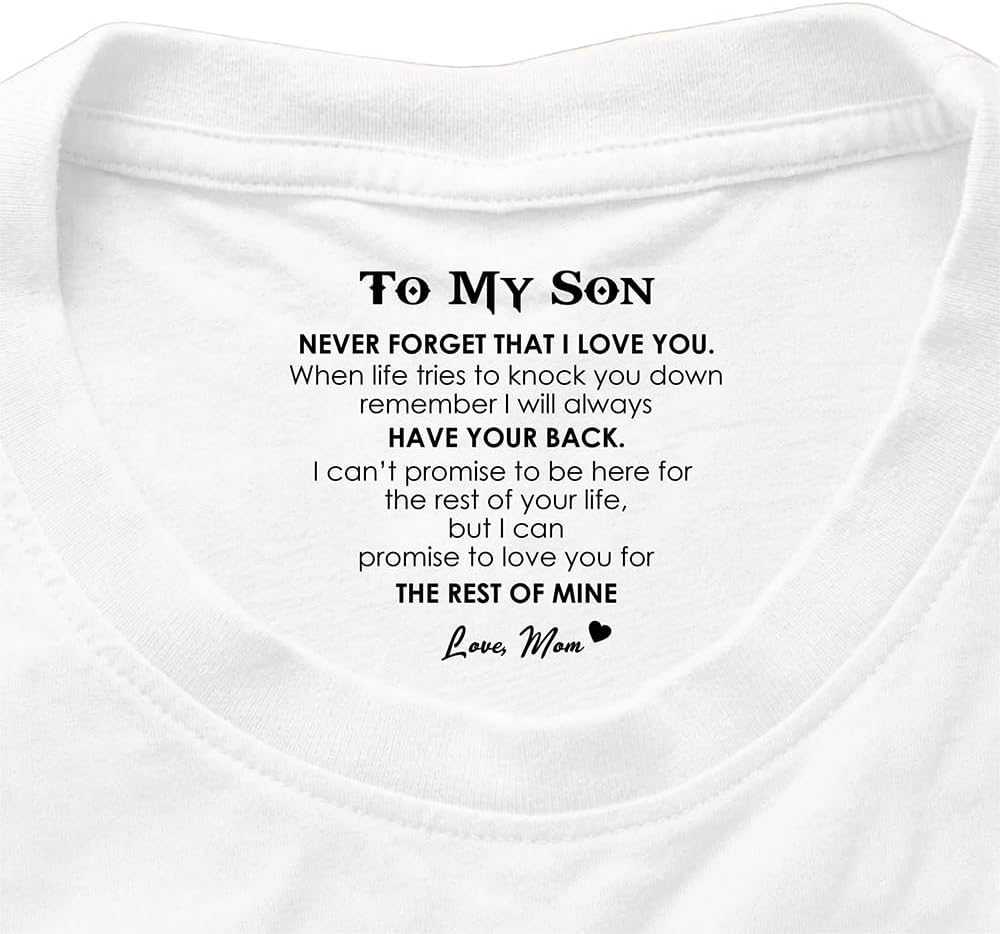 Gossby to My Son Inner Neck Printed T-Shirt - Secret Message for Son - T-Shirt for Grown up Son - Gift for Son from Mom