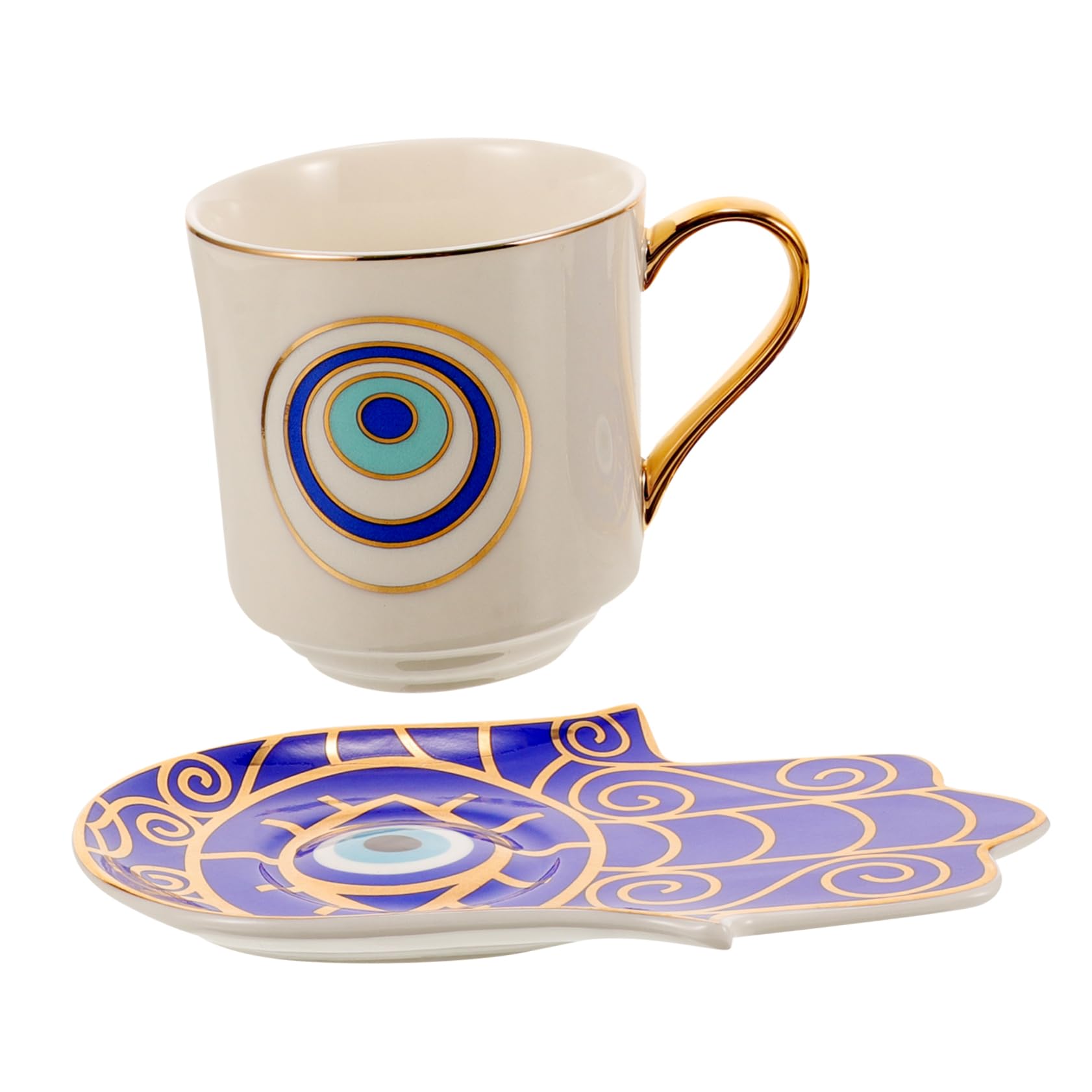 SHOWERORO 2 Juegos De Tazas De Café Tazas De Té De Cerámica Con Platillo Elegantes Y Fáciles De Limpiar Sin Cerámica.