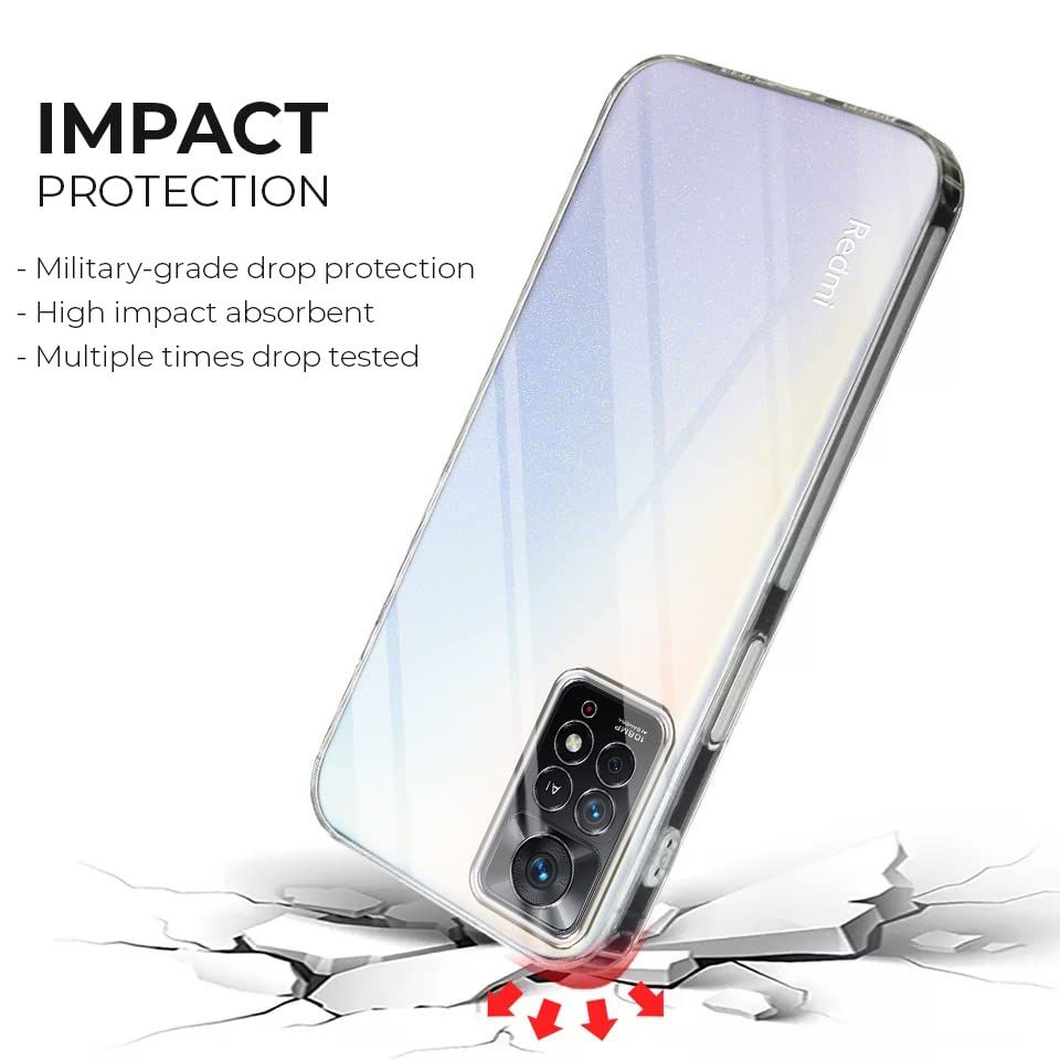 Image of Jkobi Back Cover Case for Xiaomi Redmi Note 11 Pro |11 Pro 5G |11 Pro Plus 5G (Silicone Clear | Camera Protection | Soft and Flexible for Charger and Headphone sockets | Shockproof | Transparent)