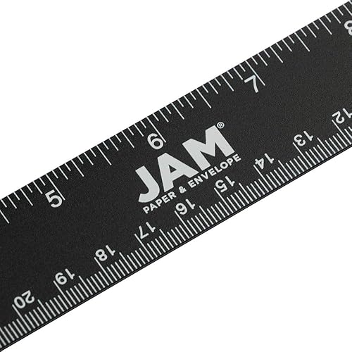 Miniatura 3 de JAM PAPER Regla de aluminio fuerte  12 pulgadas  Regla de metal con respaldo de corcho antideslizante  Negro metálico  Se vende individualmente