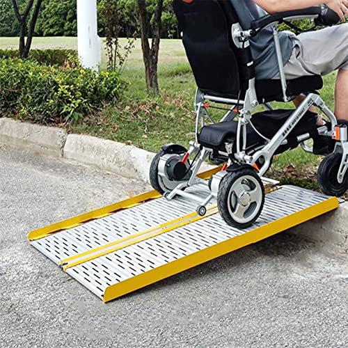 Rampa plegable de aluminio portátil para silla de ruedas de 2 pies, rampa ligera para discapacitados para scooter de movilidad, solución de fácil acceso para escaleras del hogar, color plateado, 120