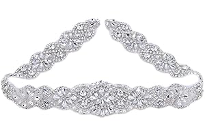 Rhinestone Beaded Bridal Sash with Pearl Accents