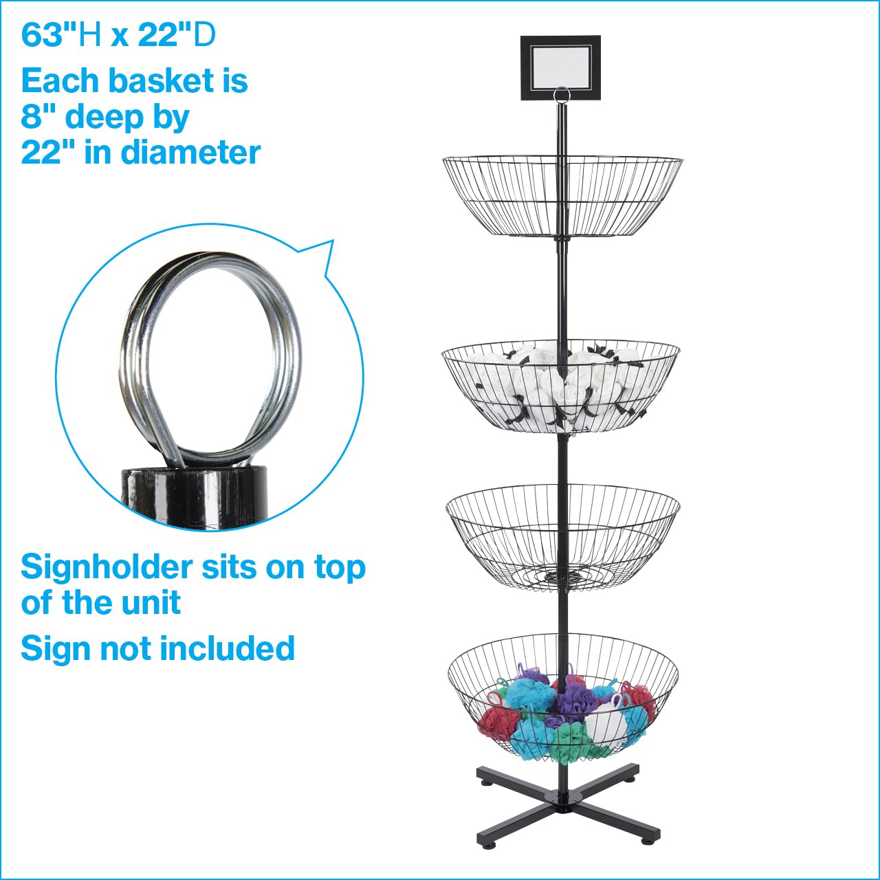 Amazon.com: SSWBasics 4-Basket Wire Floor Spinner Rack and Dump