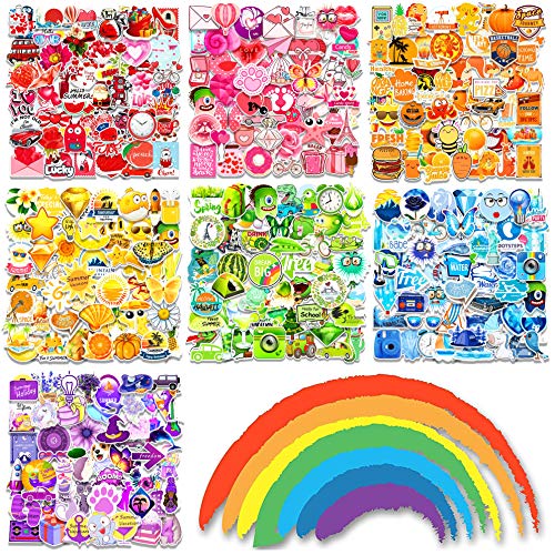 350-Pcs Rainbow Color Series Stickers(50-350Pcs/Pack), Rainbow Style. Waterproof Cute Stickers for Teenagers, Children, and Adults. Vsco Stickers for Water Bottle.