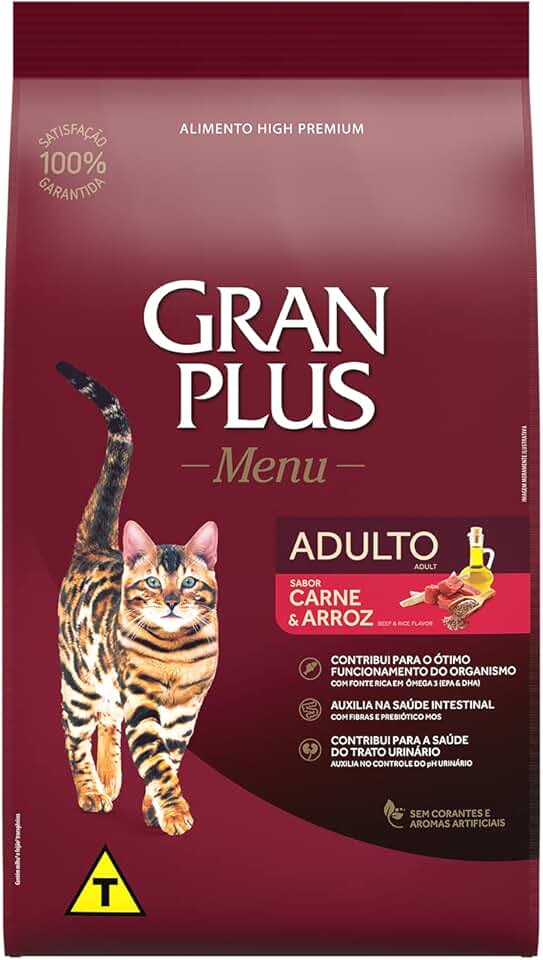 Ração para Gatos Adultos Gran Plus Carne e Arroz 3Kg