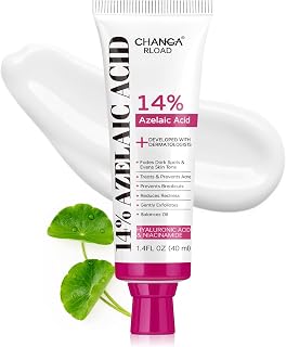 14% Azelaic Acid Acne Cream with Niacinamide & Centella,Azelaic Acid Facial Serum – Smooth & Even Skin Tone,Reduce the Appearance of Blemishes,Dark Spots & Uneven Skin,Gentle Hydrating Formula,1.4oz