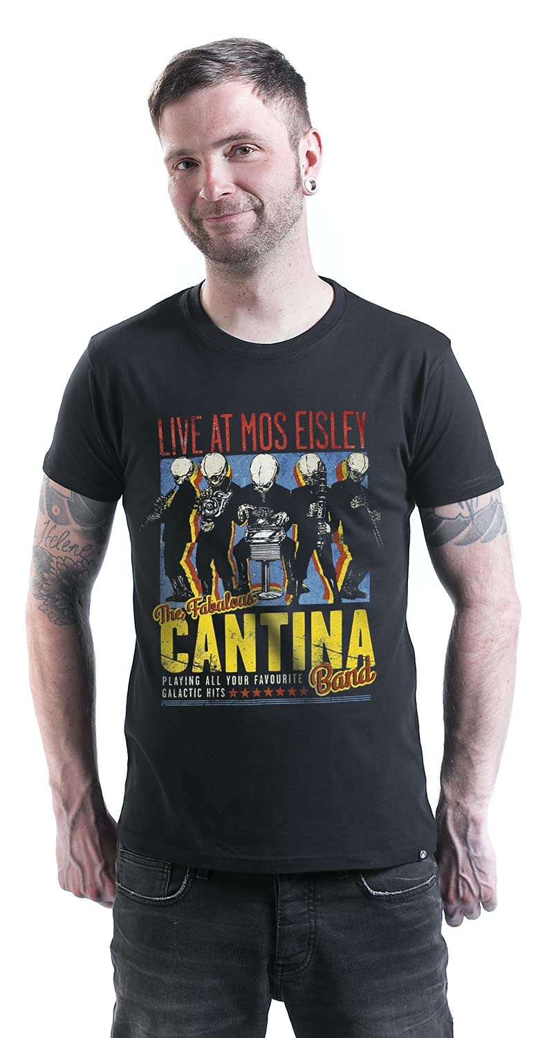 Star Wars Cantina Band On Tour Hombre Camiseta Negro Regular
