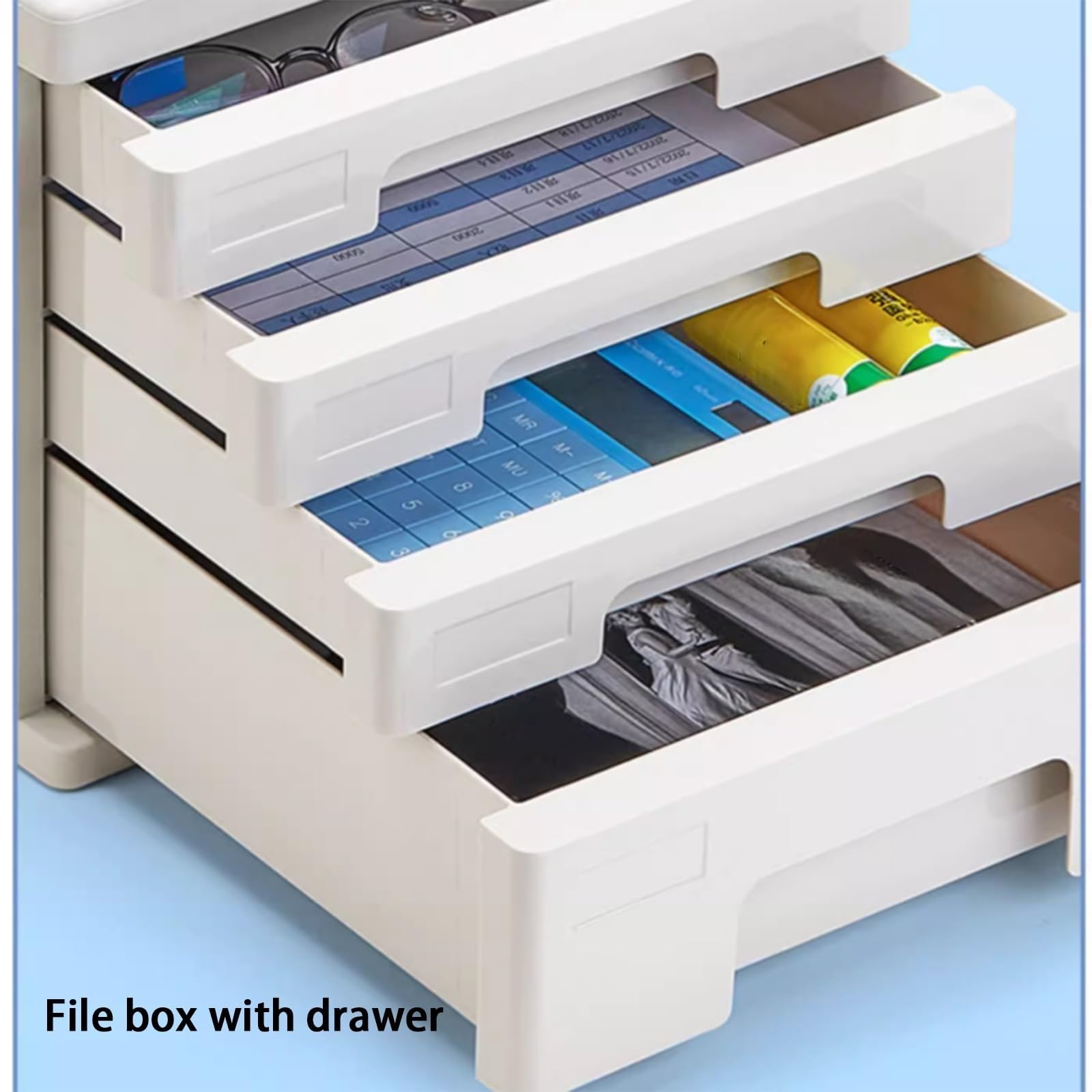 Archivio portadocumenti a 5 strati con serratura - Archivio documenti A4 multi-cassetto per ufficio e casa - Archivio desktop grigio per una nizzazione efficiente e una gestione sicura dei file