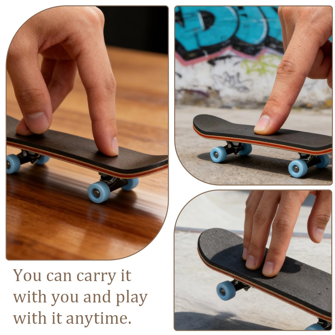 Mini Skateboard da Dito per Bambini, Skateboard da Dito per Bambini 5 Strati di Acero in Legno Skateboard, per Giocare o Come Decorazione, Gadget Compleanno Bambini 3+ Anni, 99 x 29 x 20 mm