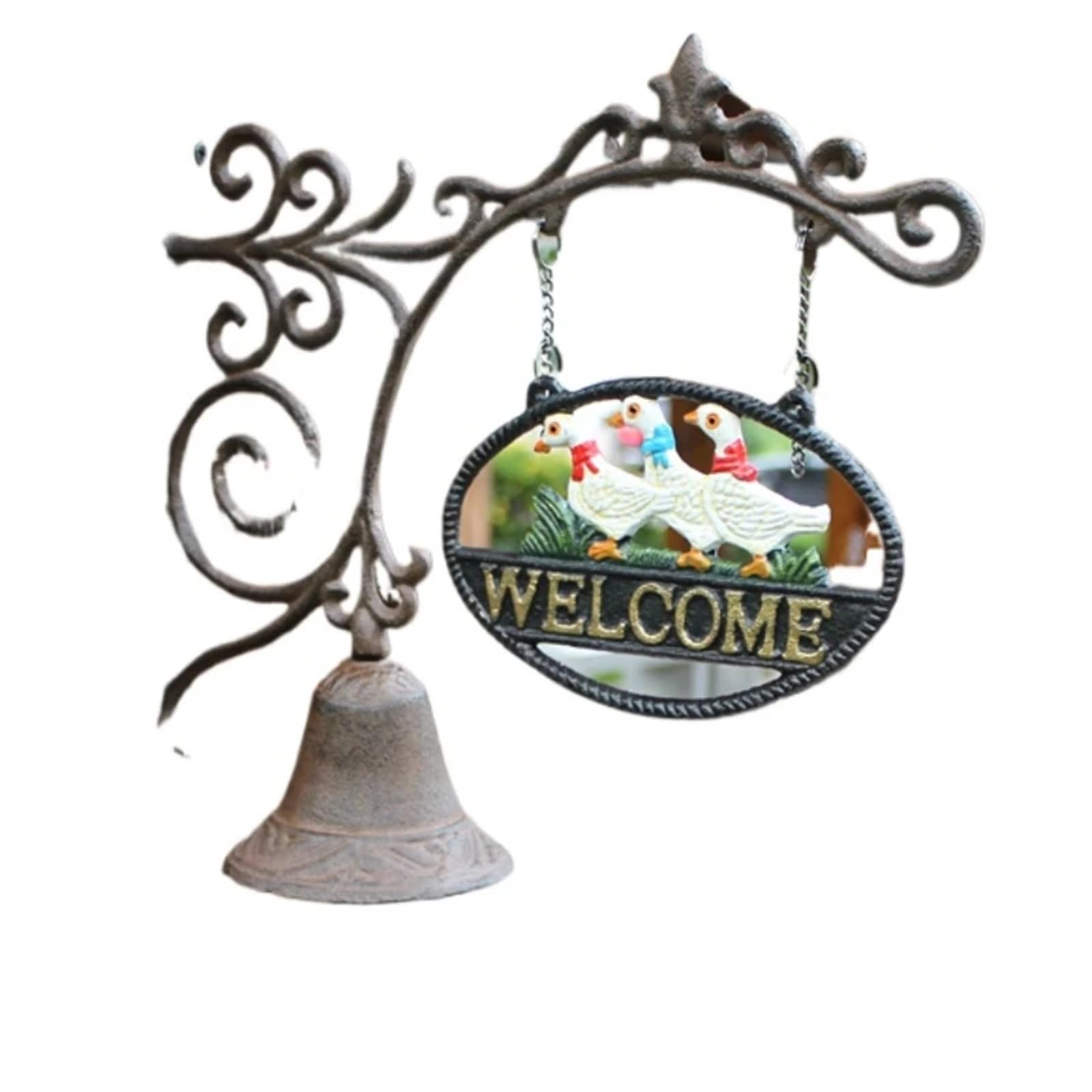 Dfgrgrv Color 1 Cast Iron Bell Doorbell Country Retro Welcome Sign Hand Cranked Bell For Home Garden Hanging Decorations