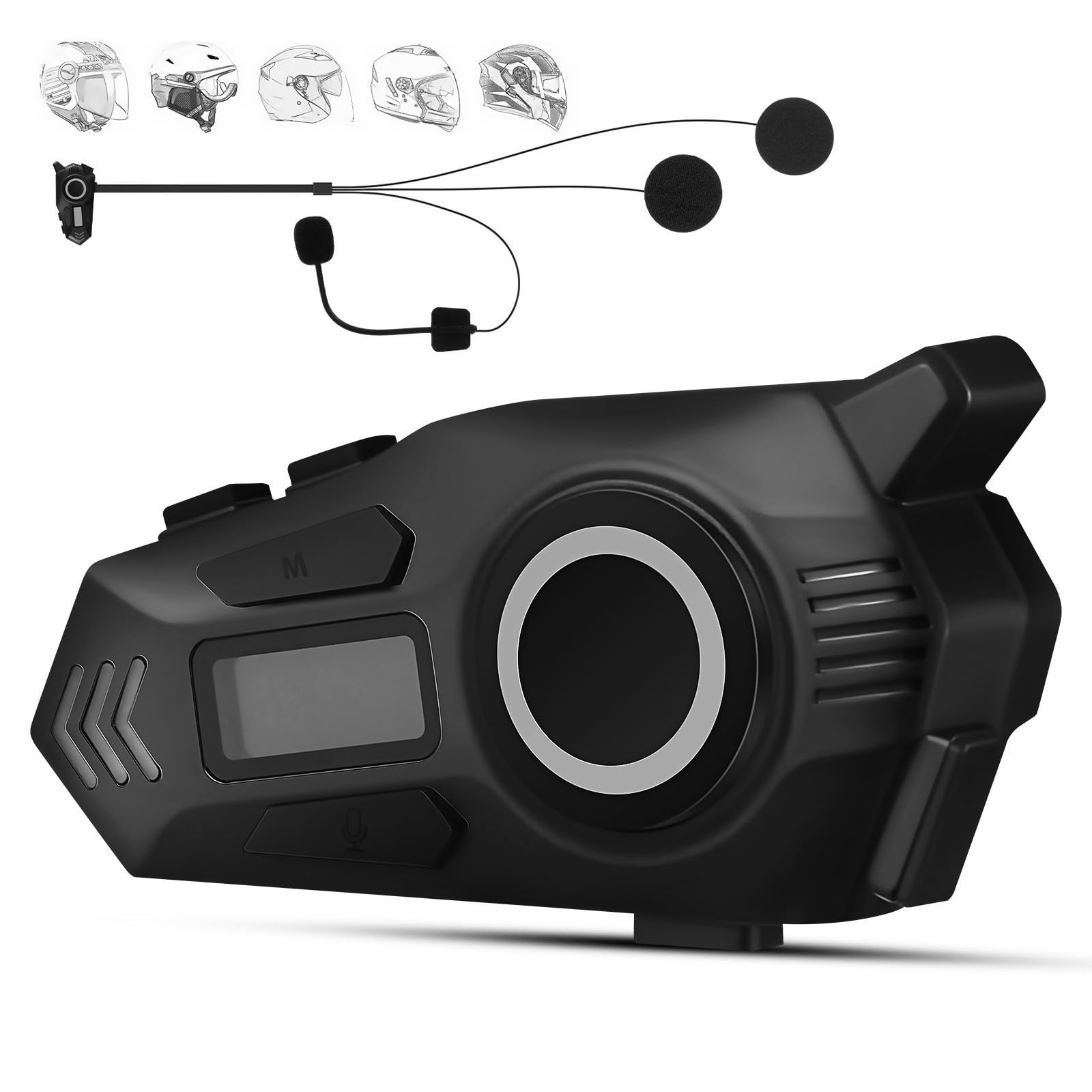 Holibanna Auricolari per Casco da Moto Wireless con Microfono Integrato, Batteria 800mah, Impermeabili Ip65, Compatibili con Scenari di Ciclismo e Spostamenti Quotidiani