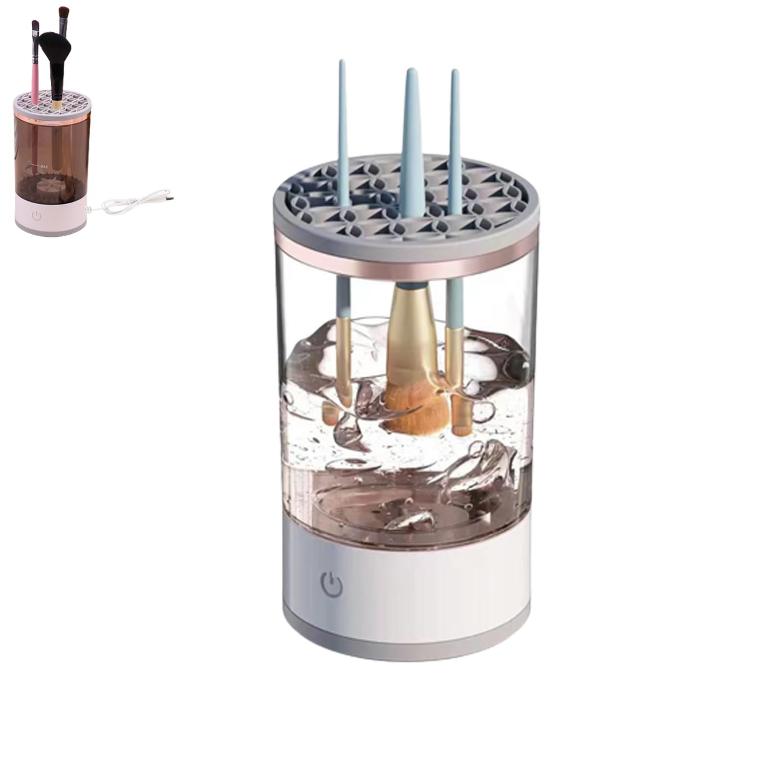 Limpiador de brochas cosméticas Brushly Pro, limpiador cosmético Brushy, limpiador de brochas de maquillaje giratorio automático para brochas de maquillaje de todos los tamaños (1PCS)
