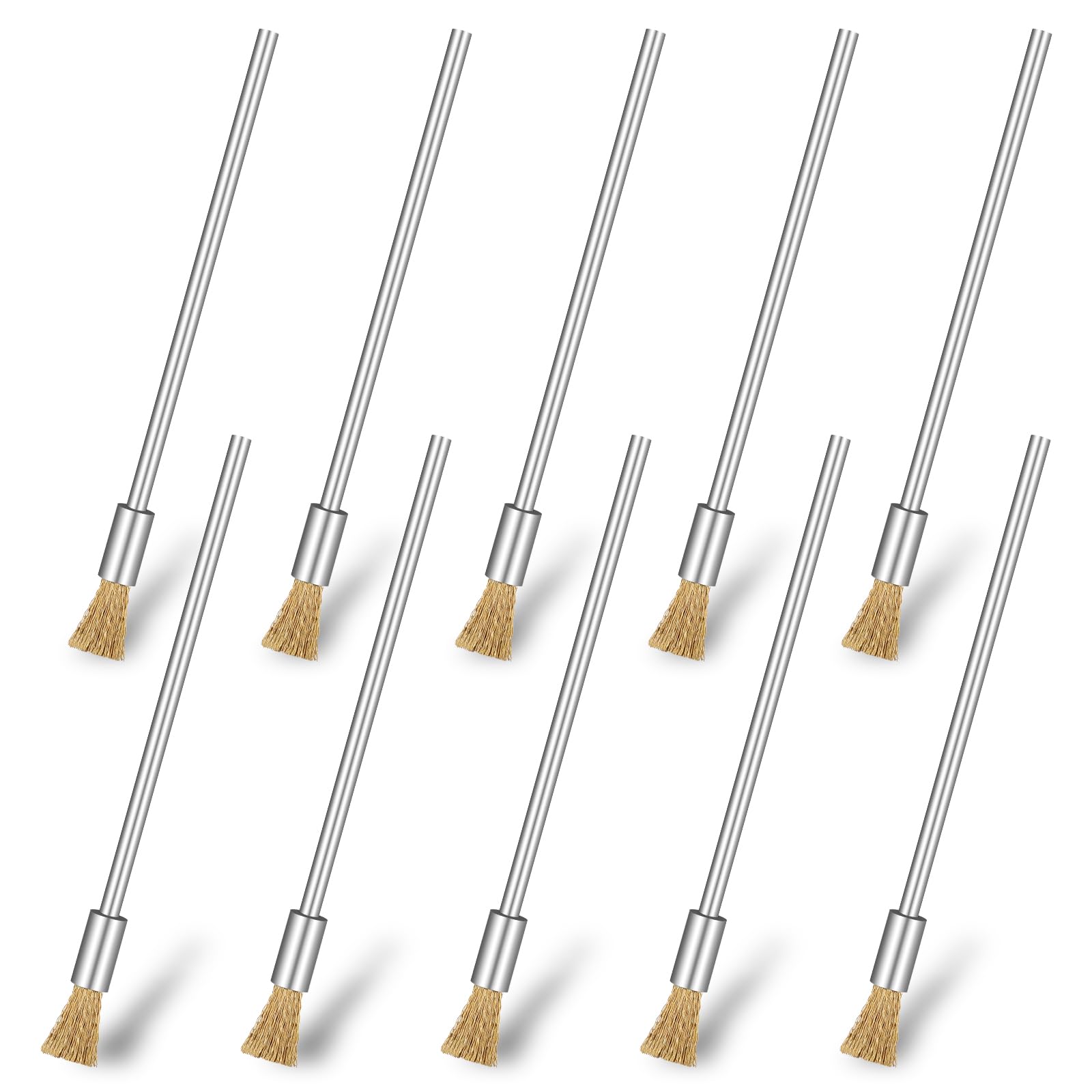 Giantree 10 Cepillos de Alambre de 3 mm para Taladro, Pequeño y de Latón, Herramienta de Pulido Giratoria, Cepillo de Acero para