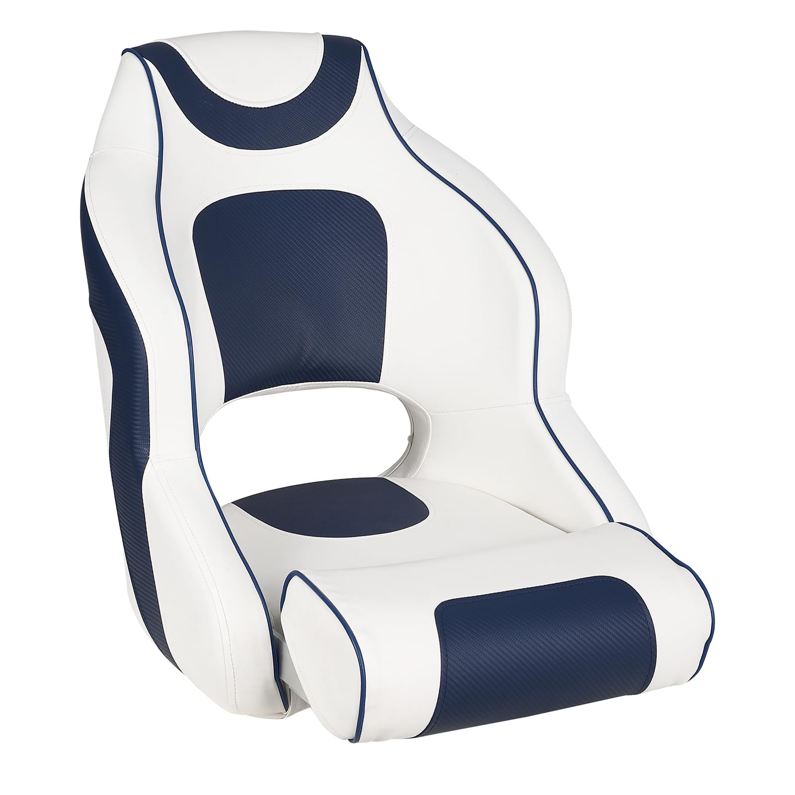 GarveeLife Comfortable Captain Seat for Boats - High Back Folding Armrests Waterproof Marine Vinyl Reinforced Foam Aluminium Hinges Stainless Steel Fittings - Ideal for Angels