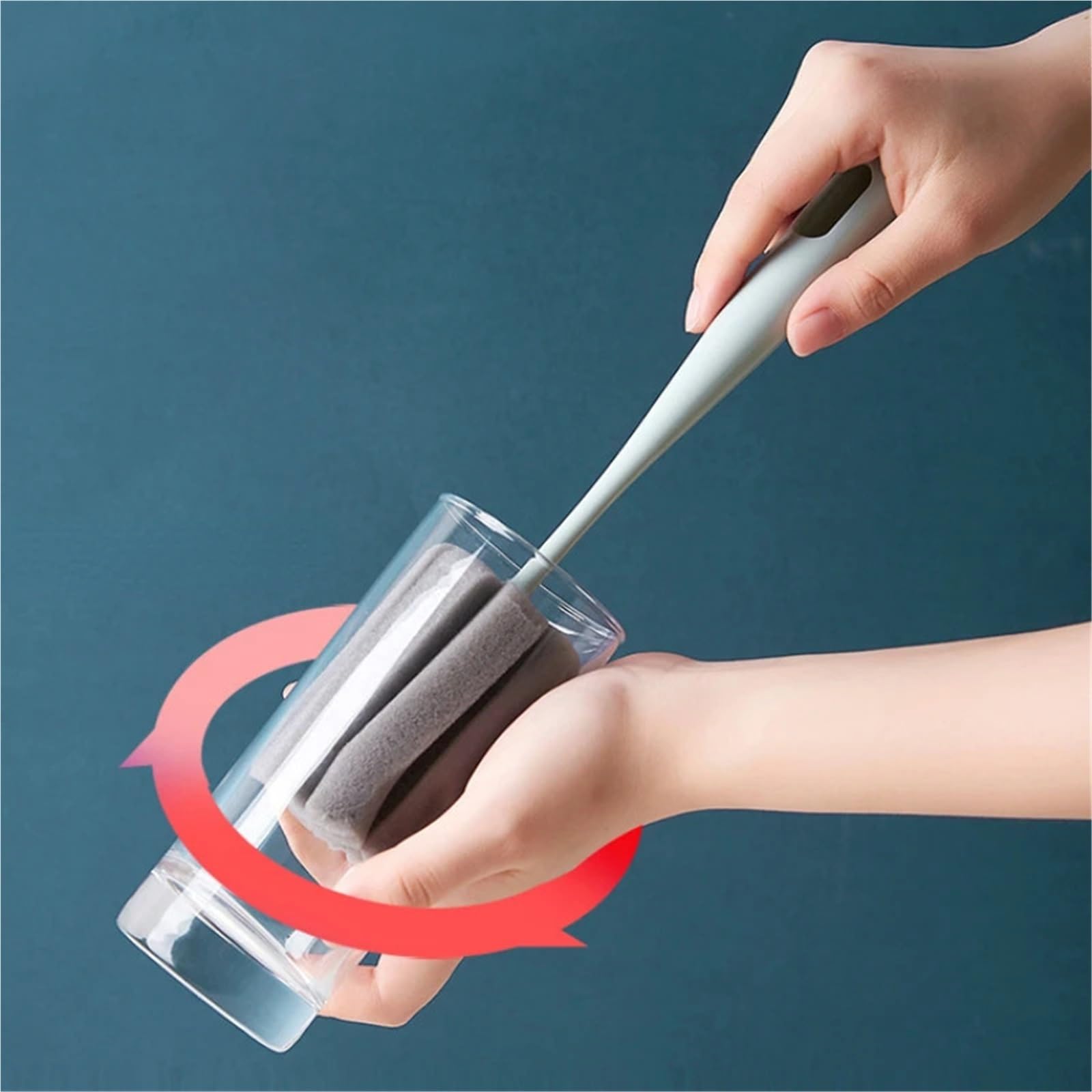 Scovolino per Bottiglie Spazzola in spugna morbida Bottiglia con manico lungo Tazza d'acqua Strumento for la pulizia della cucina Articoli for(35cm blue)