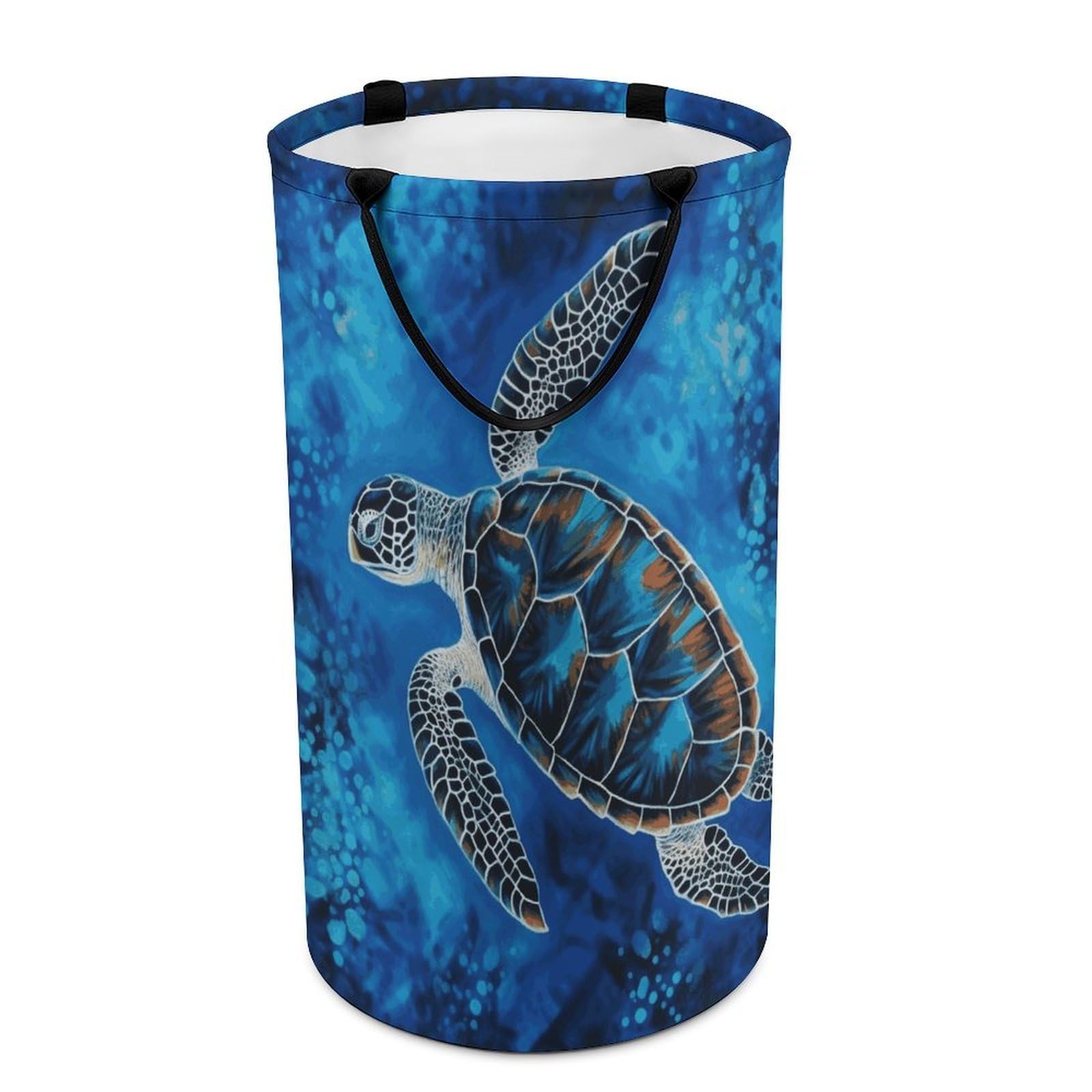 Adfgyerh Style Sea Turtle-Blue Laundry Basket ，Foldable Waterproof Model ，Laundry Hamper ，Handles On Both Sides Easy To Move ，Storage Basket For Bedroom, Bathroom, Dorm, Laundry Room.