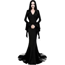 Women's Vintage Gothic Long Dress Witch Style Black Dress Halloween Family Cosplay Costume Dress