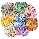 Knaid Butterfly Stickers Set (320 Pieces) Transparent Colorful Butterflies Resin Stickers Decals for Nature Scrapbook Supplies Junk Journal Bullet Journals Planners Laptops Paper Crafts