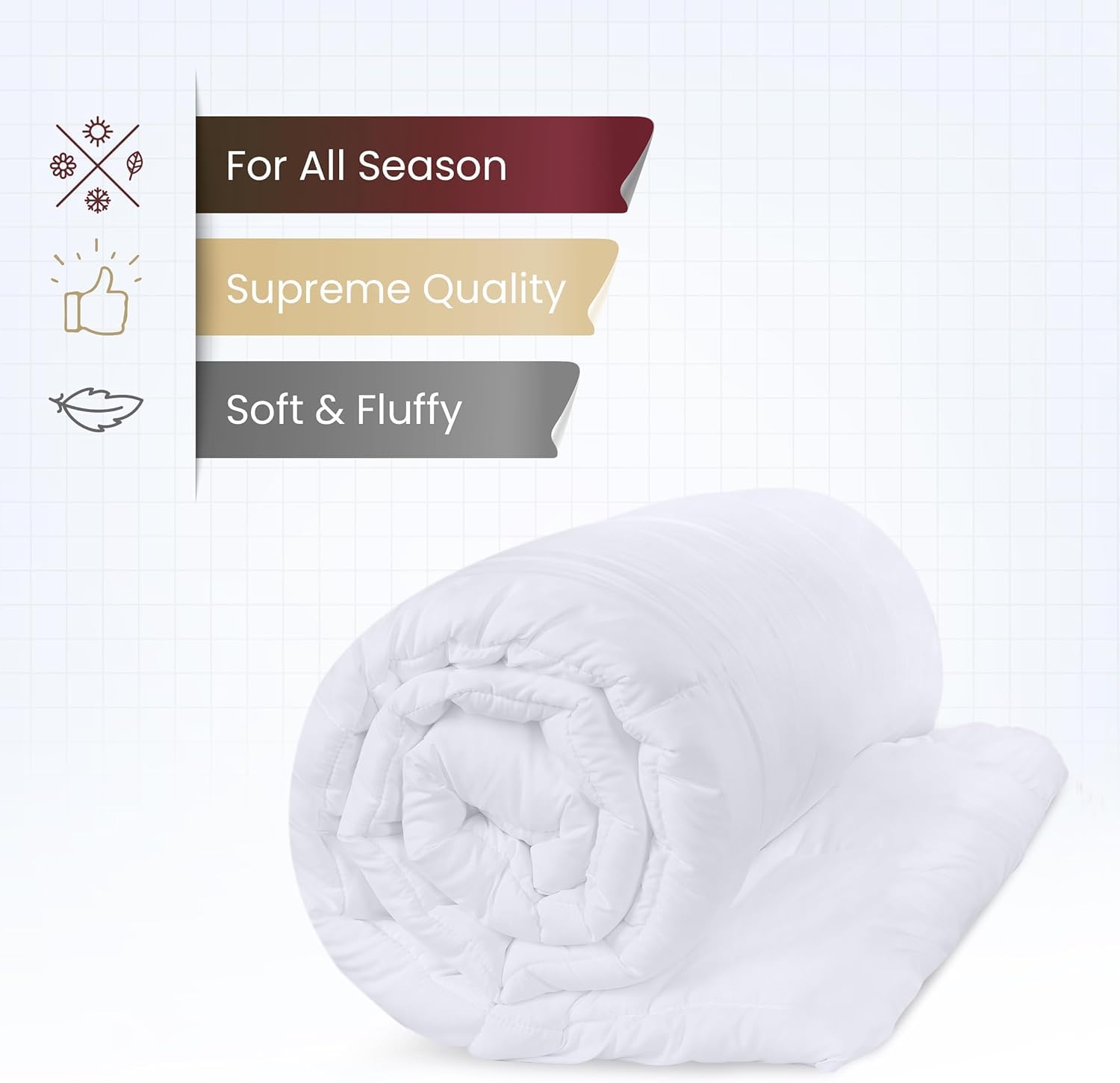 Utopia Bedding Piumino 140x200 cm, Piumone Letto Matrimoniale, 100% Imbottitura in Fibra Cava, Trapunta in Microfibra per Tutte Le Stagioni (Bianco)