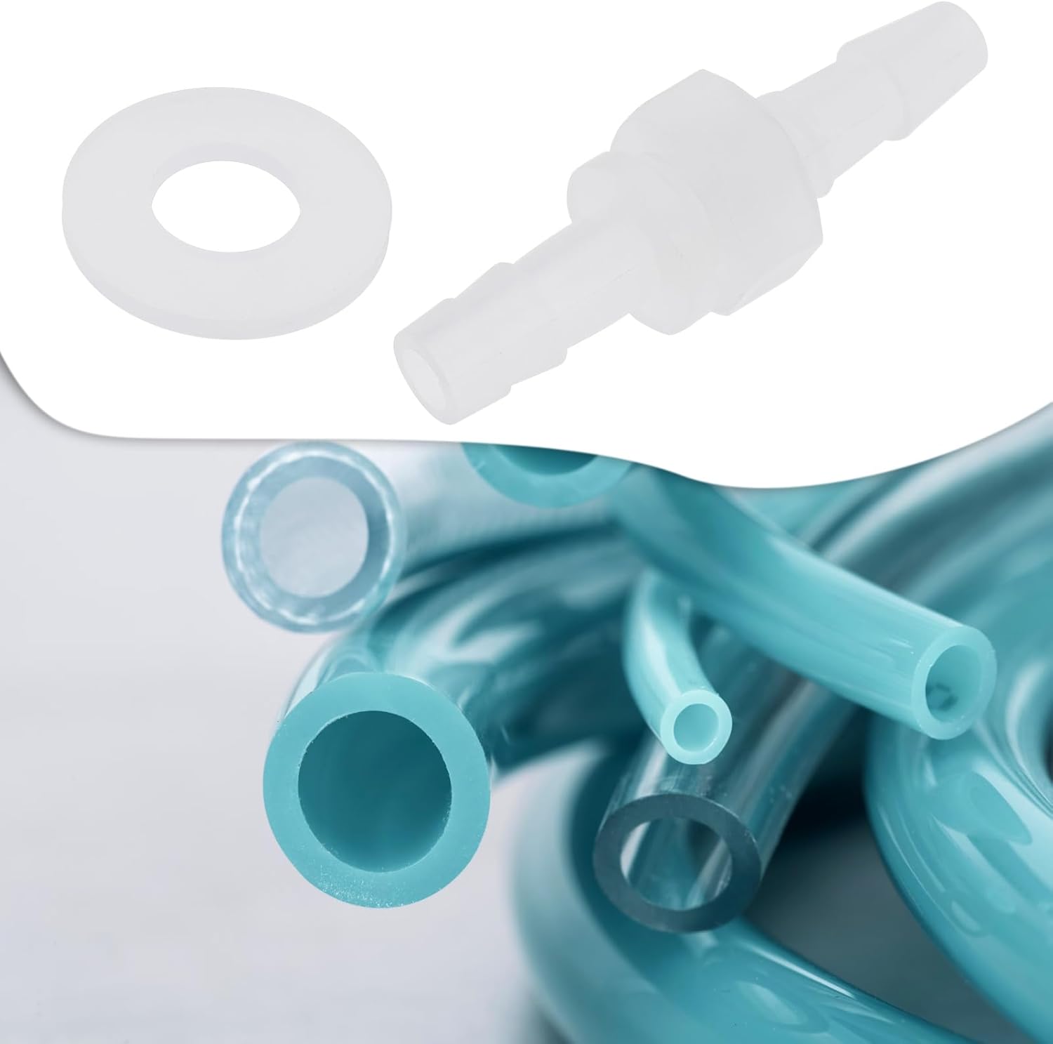 4 Set 6-M8-6 6mm Dual Ended Plastic Hose Barb Bulkhead Fitting with Gasket for Inner Diameter 6mm Hose Hex Barbed Union Splicer Adapter for Water Fuel Air Applications