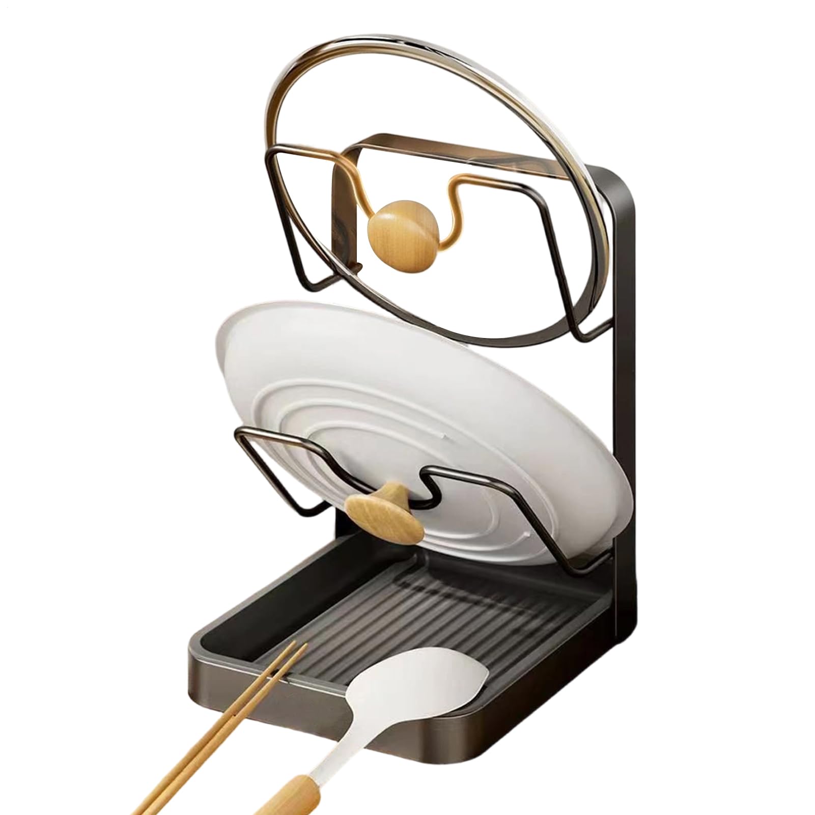 Support Couvercle Casserole Inox Support Couvercle Casserole PARFCO - En Inox, Double Couche, Avec Rangement Spatule Et Baguettes Porte Spatule Cuisine