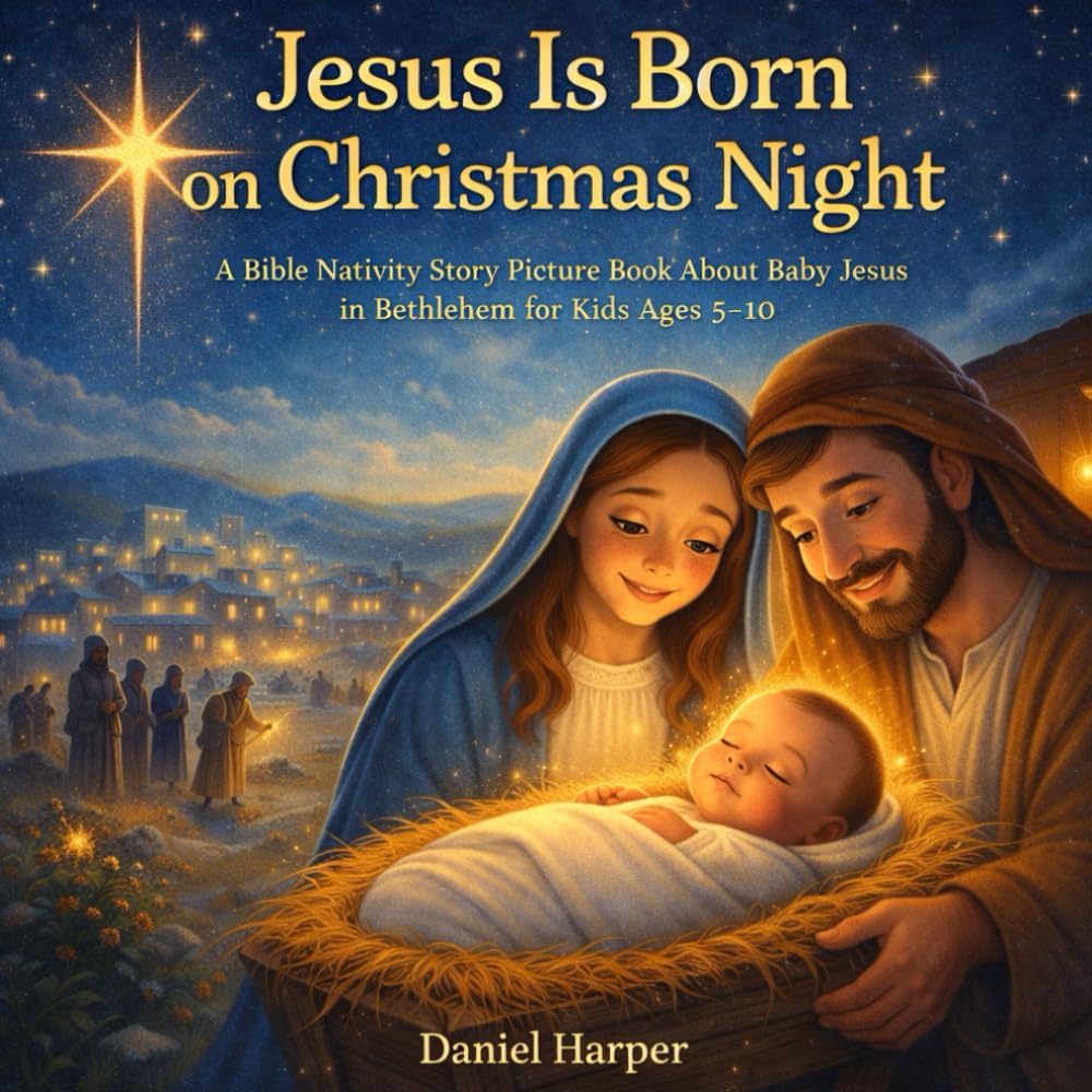 Jesus Is Born on Christmas Night: A Bible Nativity Story Picture Book About Baby Jesus in Bethlehem for Kids Ages 5–10